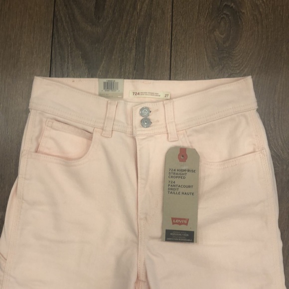 NWT Levi’s High Rise Straight Cropped Pink Jeans Size 27 - Picture 2 of 6